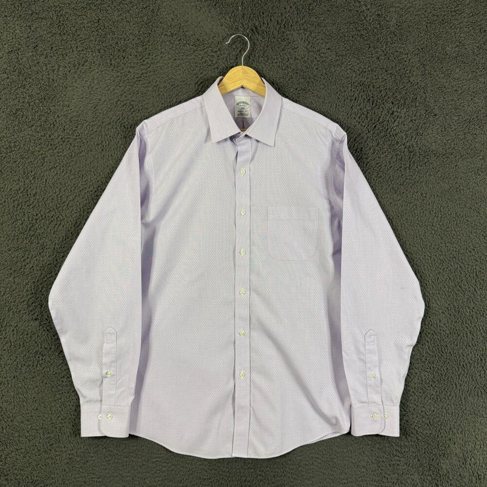 Brooks Brothers Dress Shirt Mens 16 34/35 Purple Regent Fit Spread Collar